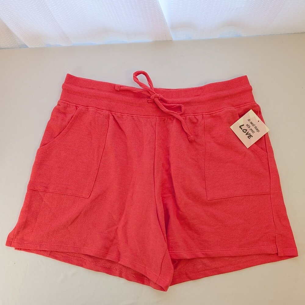 Shorts 2X Sweatshirt Project Coral Pink Lounge Active Pockets Pull On Plus Size